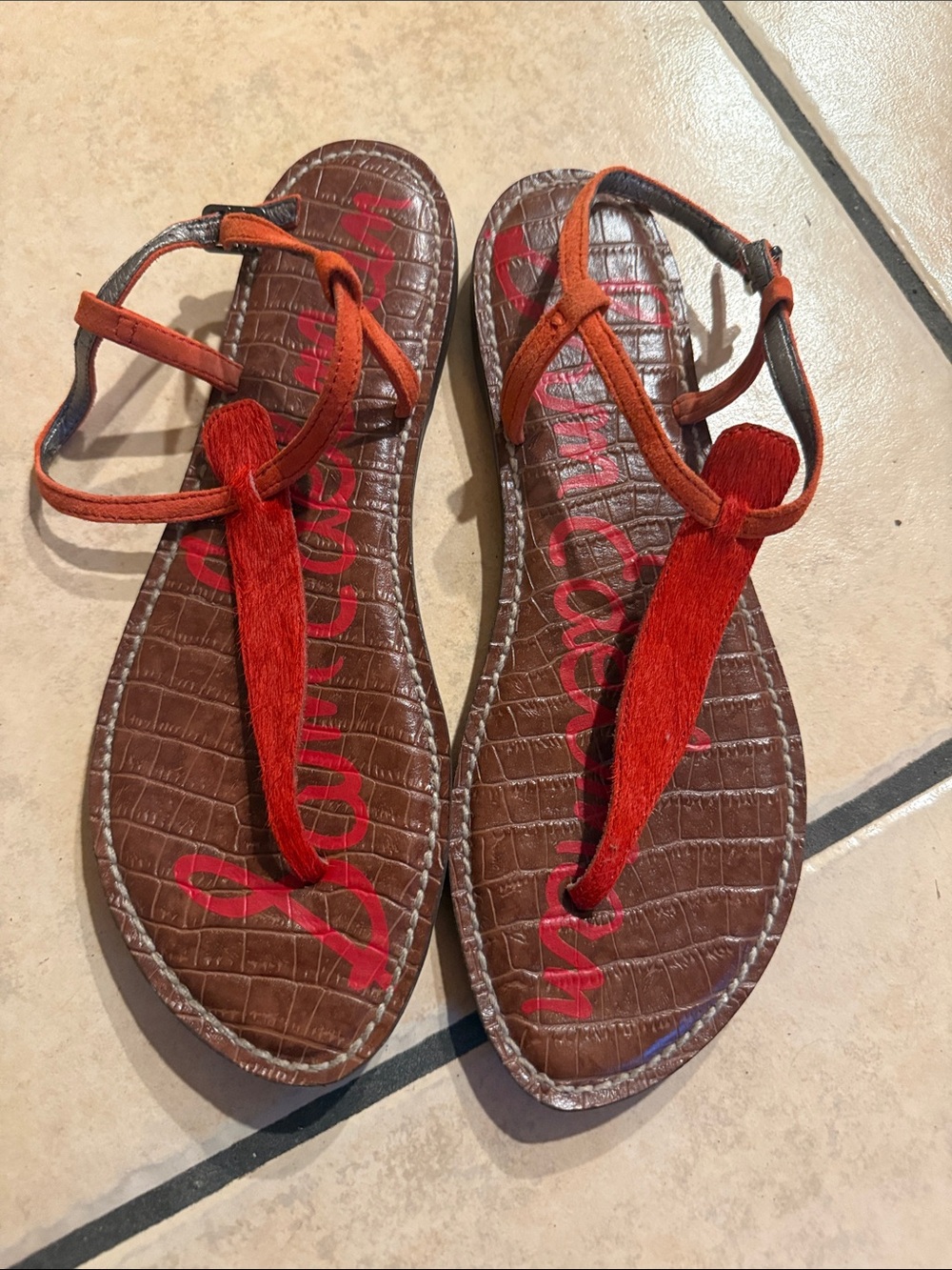 Sam Edelman faux fur thong sandals
